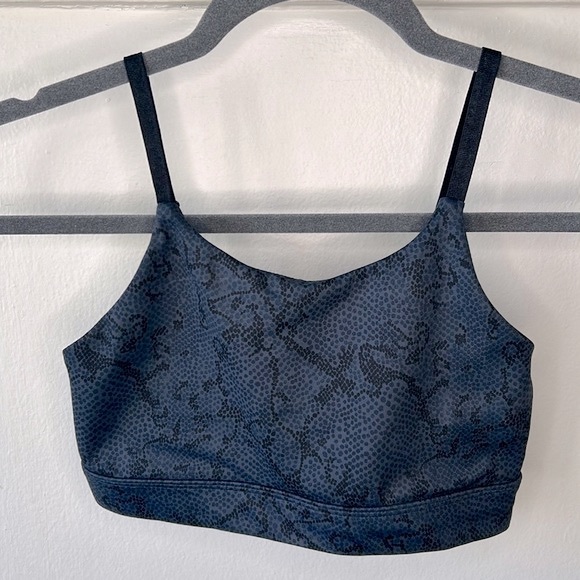 ALLFENIX Python Charcoal/Black Snakeskin Spaghetti Strap Sports Bra XS - Picture 3 of 7